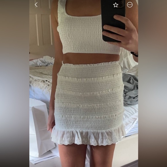 Navy & White Geometrical Pattern Short Sleeve Crop Top & High-waisted Pencil Skirt Two Piece Set